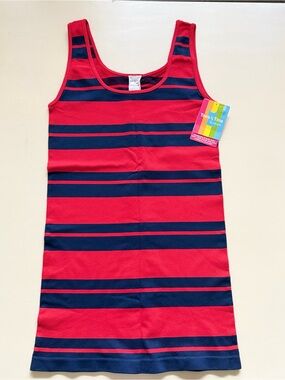 Tees by Tina Red & Navy Striped Tank Top